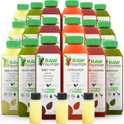 RAW Fountain 7 Day Juice Cleanse, 100% Natural Raw, Cold Pressed Fruit & Vegetable Juices, Detox Cleanse Weight Loss, 42 Bottles, 16oz +7 Ginger Shots