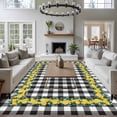 thumbnail image 3 of Summer Lemon Large Area Rugs 6x9 ft Floral Leaf Black White Buffalo Plaid Washable Rug Non Slip Indoor Carpet Absorbent Floor Mat for Living Room Bedroom Dining Room, 3 of 9