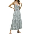 thumbnail image 3 of Musuos Women Leopard Printed Slip Dress, Sleeveless Backless Deep V-neck A-line Long Dress, 3 of 10