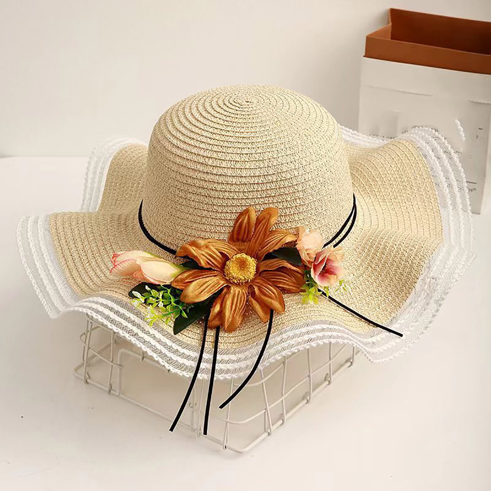 SHTXOZHI Straw Hats for Women Sun Protection Wide Brim Beach