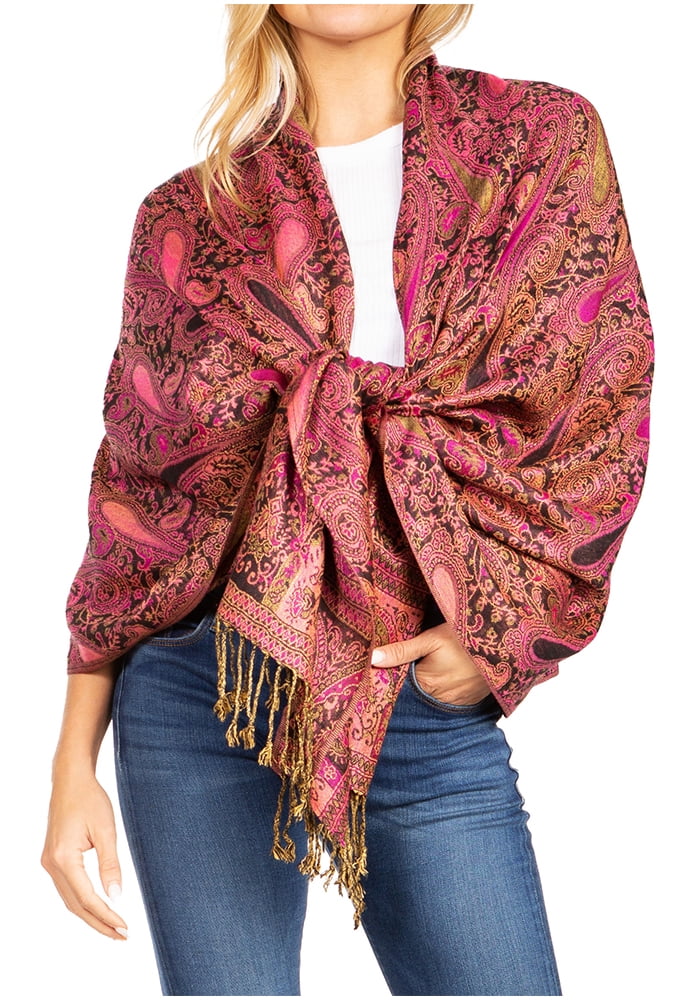 驚きの激安価格 Sakkas Kalin Tassel Fringe Patterned Woven Wide Long 小物