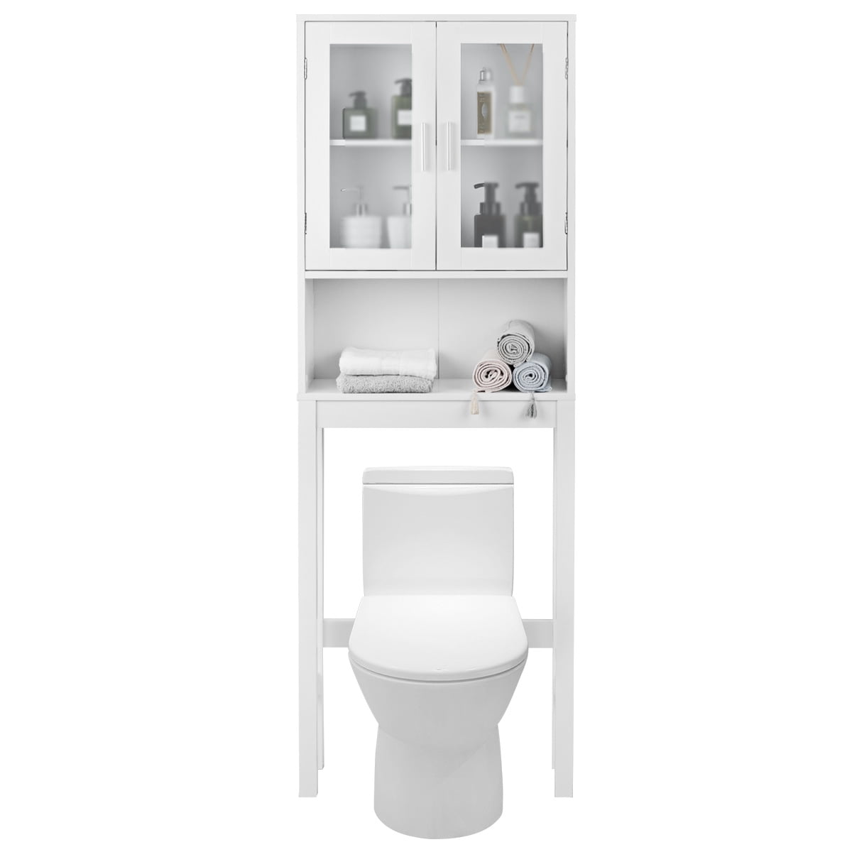 Costway Wooden Over The Toilet Storage Cabinet Spacesaver Organizer Bathroom Tower Rack Canada Costway Wooden Over The Toilet Storage, Bathroom Over The Toilet Cabinets Canada