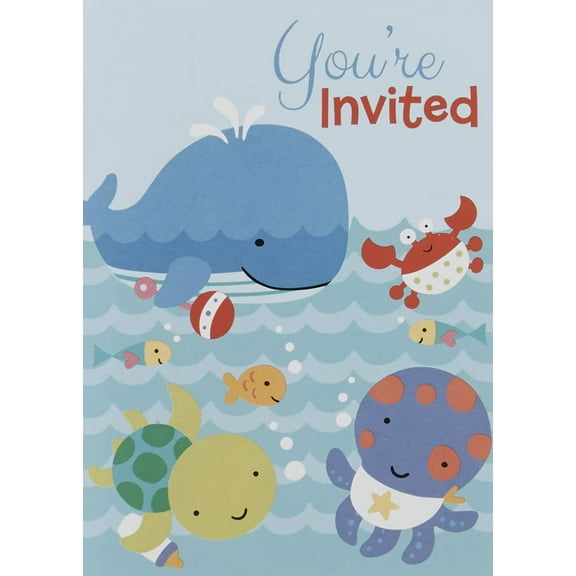 Baby Shower 'Under the Sea Pals' Invitations w/ Envelopes (8ct)