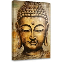 Zen Pictures Wall Decor Gold Buddha Canvas Wall Art Vintage Buddha Statue Painting Print Yoga Room Bathroom Decor Frame (Buddha - 4, 12x18inch (30x45cm))