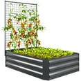 thumbnail image 1 of Outsunny Galvanized Raised Garden Bed with Trellis, Open Bottom, Dark Grey, 1 of 9