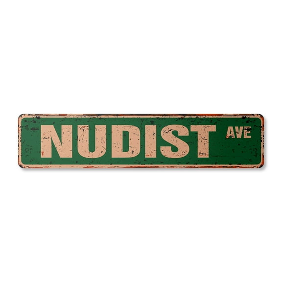 NUDIST Vintage Plastic Street Sign nude naked pool colony park | Indoor/Outdoor |  24" Wide