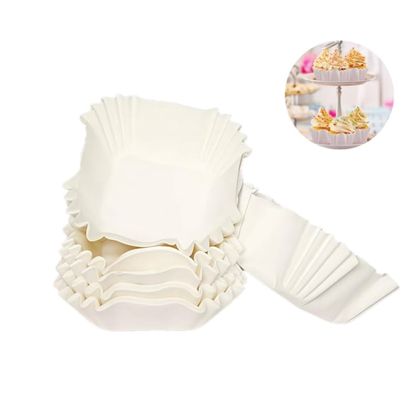 Small Square Cupcake Liner Holders,Mini White Cupcake Liners 100pcs Disposable Greaseproof Baking Supplies for Muffins Brownies and Desserts