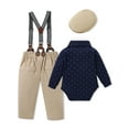 thumbnail image 2 of CARETOO Baby Boy Clothes Formal Outfit Suits Long Sleeve Shirts Suspender Pants Bowtie Beret Hat 0-18M, 2 of 18