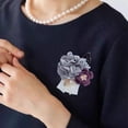 thumbnail image 2 of Rhinestone Rose Flower Brooch Pin for Women Wedding Crystal Pearl Fabric Camellia Flower Brooches Lapel Pins Hairpins Elegant Hairclips Dress Accessories Masquerade Party Jewelry for Bridesmaids, 2 of 6