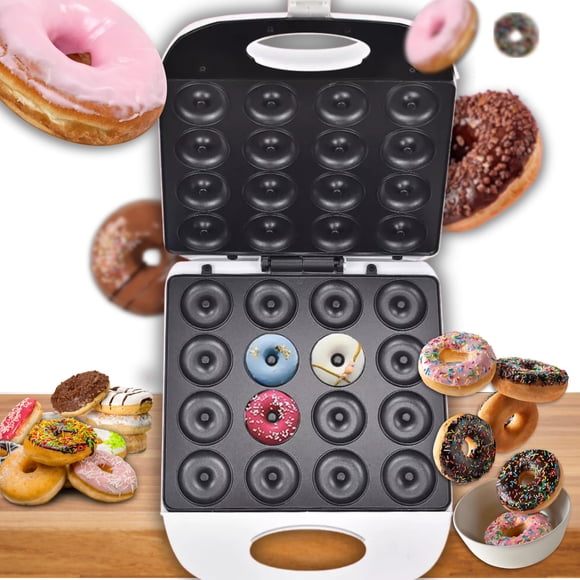 BEE VIBES Máquina para Hacer Mini Donas Eléctrica de 16 Cavidades, Doble Cara Antiadherente con Pies Antideslizantes, Ideal para Repostería y Desayunos