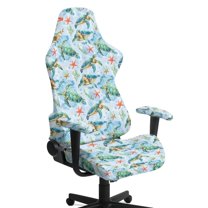 Xixirimido Sea Turtle Starfish Blue Print Gaming Chair Cover with Armrest Covers 3D Printed Stretch Removable Racing Computer Chair Slipcover Set Washable 4 Pieces