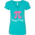thumbnail image 3 of Inktastic Happy Pi Day Pink Math Symbol Women's V-Neck T-Shirt, 3 of 5