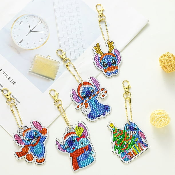 Cuadros Decorativos Llavero con pintura de diamantes para mujer bolsa con colgante de Wdftyju Navidad decoración de joyería imagen de mosaico artesanal bolso de diamantes de imitación 4 Uds.