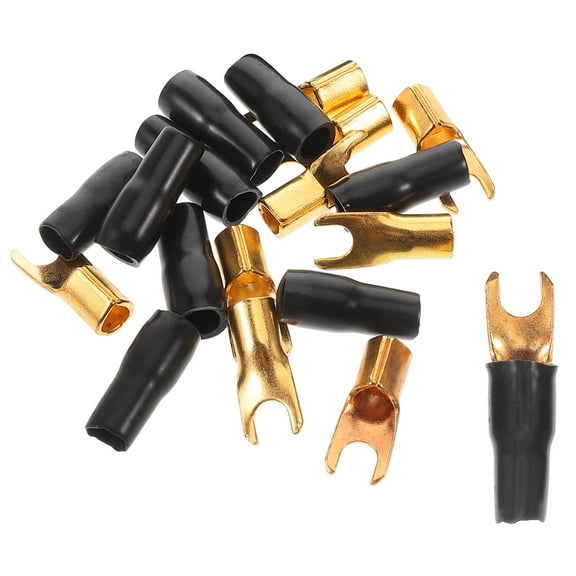 WHAMVOX 10Pcs Car Amplifier Terminals Aluminum Fork Spade Wire Connectors Black