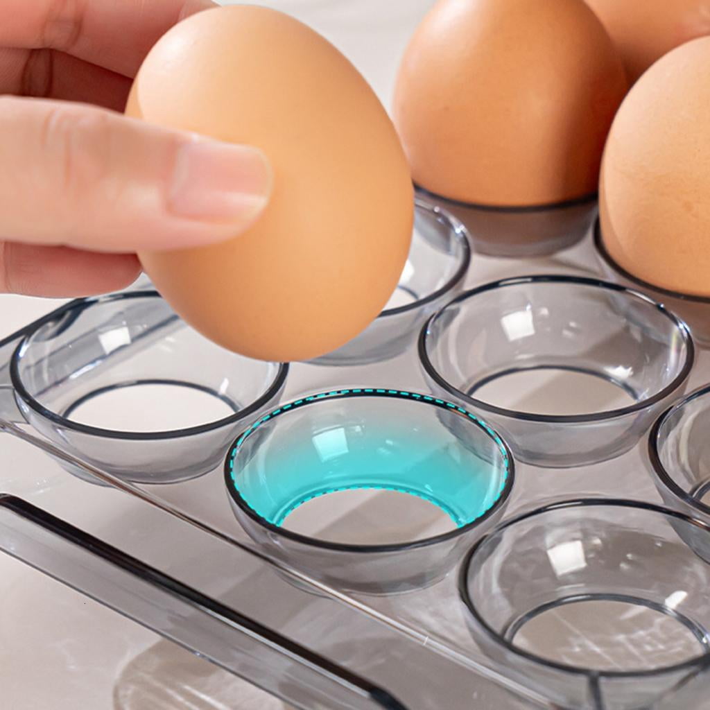 HannLk Eggs Holder 2 Layer Foldable Eggs Container with Lid Handle Clear Eggs Tray