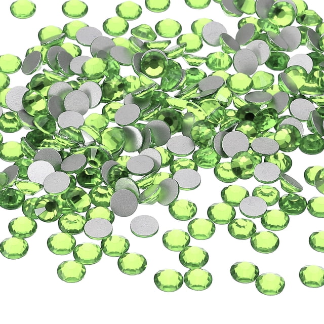Uxcell Cristales de Vidrio Redondos y Planos con Fondo de Rhinestones Gemas Diamantes para Manualidades DIY Ropa Zapatos Decoración de Arte de Uñas Verde Claro 2.8-2.9mm