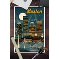 thumbnail image 3 of Boston, Massachusetts, Retro Skyline (12x18 Wall Art Poster, Room Decor), 3 of 3