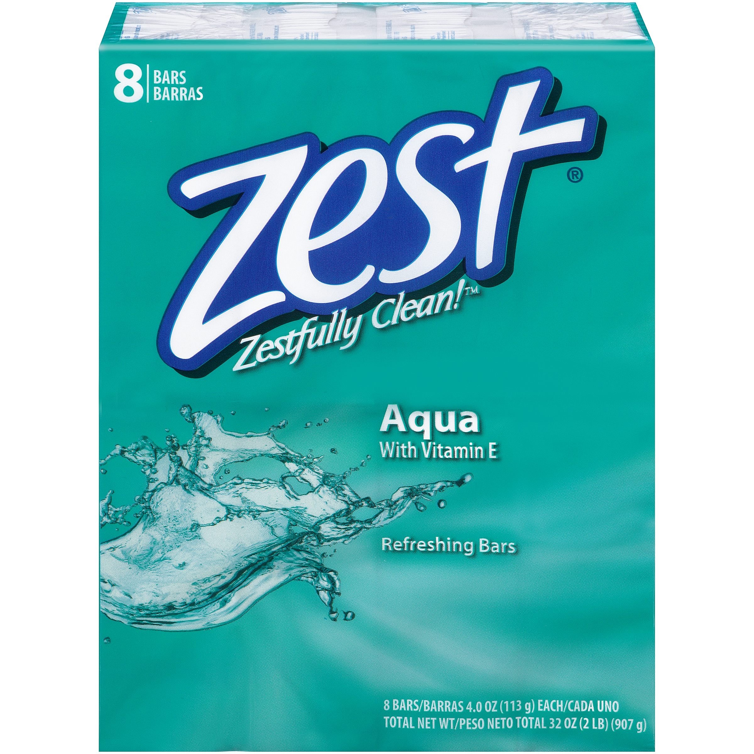 Zest 8Bar Bath Size Soap, Aqua, 4 Ounce