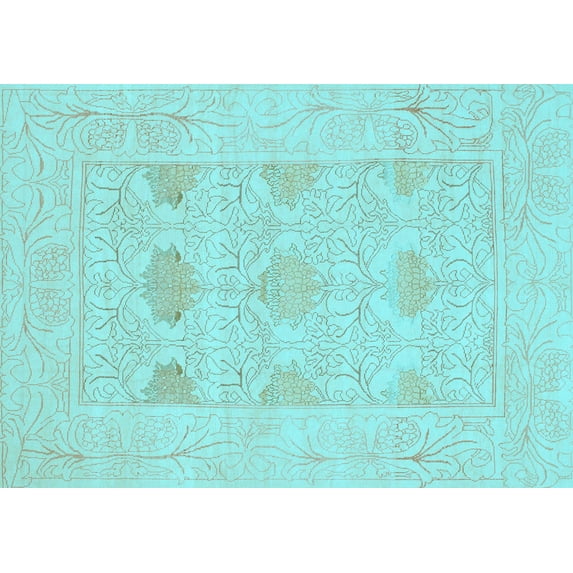 Ahgly Company Indoor Rectangle Oriental Light Blue Traditional Area Rugs, 5' x 8'