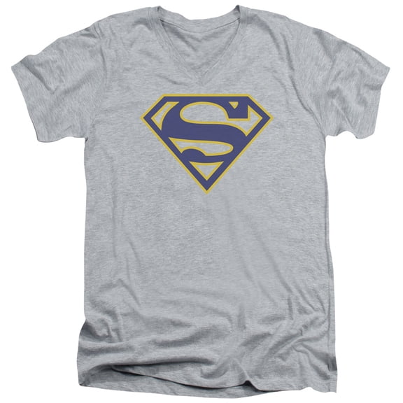 Superman - Maize & Blue Shield - Slim Fit V Neck Shirt - X-Large