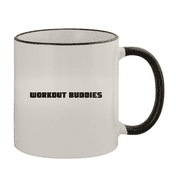 Workout Buddies - 11oz Colored Handle and Rim Coffee Mug, Black