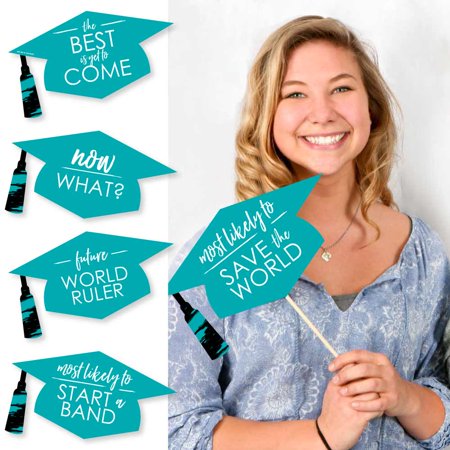 Hilarious Teal Grad - Best is Yet to Come - Turquoise Graduation Party Photo Booth Props Kit - 20