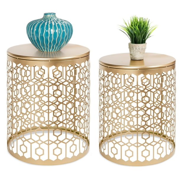 Coffee End Table Nightstands Gold, Side Tables Round Gold