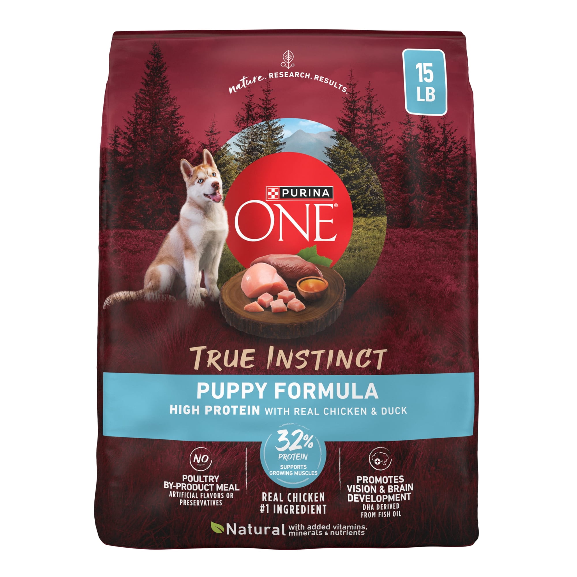 Purina ONE True Instinct with Real Chicken and Duck High Protein Dry Puppy Food Formula Natural with Added Vitamins, Minerals and Nutrients, 15 lb. Bag