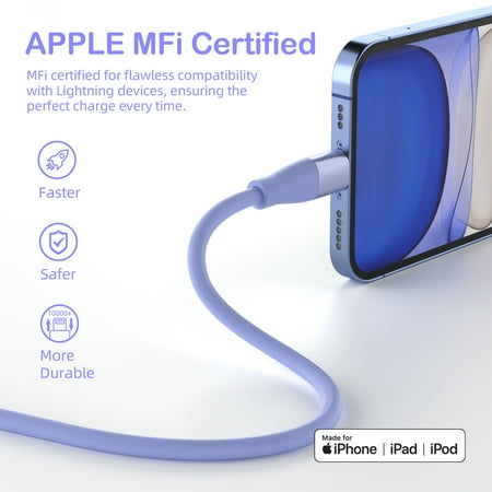 Bkayp iPhone Charger [Apple Mfi Certified] 3 Pack 10ft Fast Charging Cables iPhone Cord Compatible with iPhone 14/13/12/11 Multi-Color