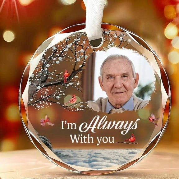 Personalized Memorial Glass Ornament – Custom Photo Christmas Keepsake, Loss of Father Gift, Sympathy and Remembrance Ornament, Memorial Tree Decoration