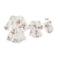 thumbnail image 1 of Honganda Family Matching Romper Pajamas, Women Girl Flower Ruffle Sleep Romper, 1 of 9
