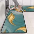 thumbnail image 2 of Kitchen Rugs Sets Of 2,Teal Gold Wave Marble Pattern Anti Fatigue Kitchen Mat Rugs Non Slip Washable,Decorative Kitchen Floor Mats for Kitchen,Sink,Laundry,17"x47"+17"x47", 2 of 5