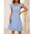 thumbnail image 3 of Merokeety Womens Summer Dresses Square Neck Bow Back Mini Dress With Pockets Lightblue m, 3 of 6