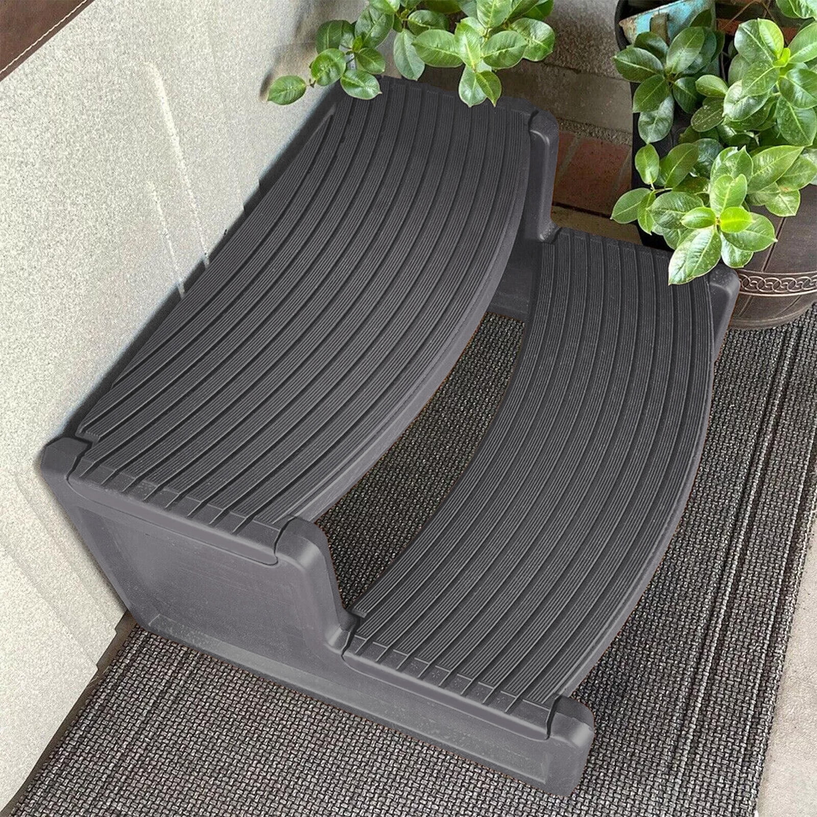 Kojem Spa Step, Hot Tubs Stairs, Outdoor Non Slip Portable, for Sided Handi-Step, Spa Pool Ladders, Dark Gray Plastic
