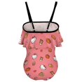 thumbnail image 6 of Hello Kitty Girls One Piece Swimsuits Hawaiian Ruffle Swimwear Beach Bathing Suit Outfits, 6 of 7