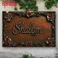 thumbnail image 2 of Shalom' Rustic Metal Tin Sign with Ornate Roses – Retro Religious Wall Decor for Peaceful Spaces, 2 of 7