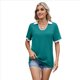 thumbnail image 2 of Camisetas de Corta con Cuello en U para Mujer, Blusas de Verano con Contraste, Camisas Informales de Negocios, Camisetas Holgadas. Lago Azul XXL, 2 of 8