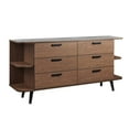 thumbnail image 2 of Modway Langston 6-Drawer Wood Sideboard with Splayed Base in Walnut and Gray, 2 of 10