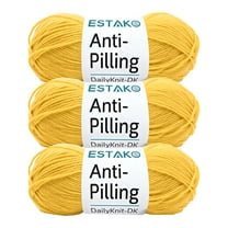 Estako DailyKnit-DK - (3 Skeins Pack) - 100% Anti-Pilling Acrylic Yarn - Soft DK Light Weight #3 - (3 x 3.52 oz / 3 x 273 yds) - for Knitting & Crocheting ( 80027 - Yellow )