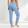 thumbnail image 5 of High Waist Tapered Joggers for Women Elastic Drawstring Ribbed Ankle Cuff Sweatpants Loose Fit Athletic Lounge Pants with Pockets Light Blue 3XL, 5 of 7