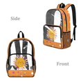 thumbnail image 2 of ZIATUBLES Smiling Sun Print Clear Backpack Heavy Duty, Fabric & PVC Transparent Backpack with Front Pockets & Side Mesh, See Through Bookbag for School College Security, 2 of 7