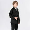 thumbnail image 7 of Little and Big Boys Single Breasted Trench Coat Dress Outerwear Black 9-10 Years, 7 of 7