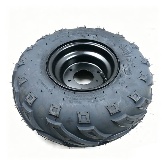 twisto 145/70-6 Outdoor-Road Tire Flame Pattern Pattern 6 Inch ATV Tire and Rim for DIY Enthusiasts, Tire-hub Black