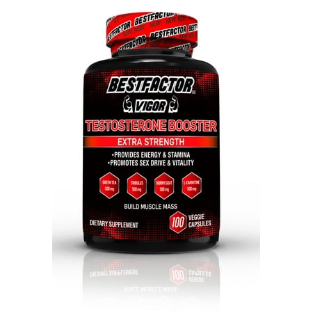 BESTFACTOR Vigor Testosterone Booster Pills for Men by Best Factor(100 Veggie Caps). Test Booster Supplement for Stamina & Strength - Enhance Sex Drive & Libido - Promotes Weight Loss & Fat (Best Testosterone Booster Supplement 2019)