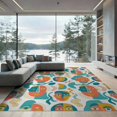 thumbnail image 2 of ODIKA 8'x10' Washable Area Rug Retro Playful Funky Asymmetrical Motif Designer Bathroom Abstract for Dining Room, Large Office, Lounge, Non-Slip Chair-Friendly Mat, 2 of 7