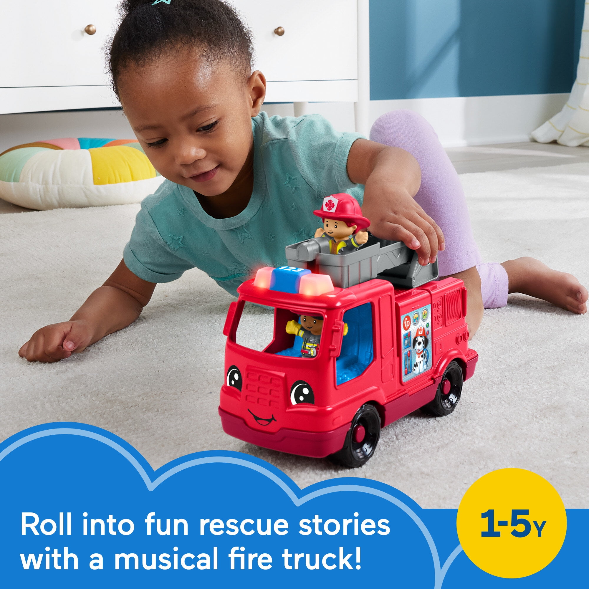 FisherPrice Little People Fire Truck Musical Toddler Toy with Lights Sounds & 2 Figures  (图3)