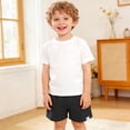 thumbnail image 2 of BOBOGOJP Baby Toddler Boys Shorts Cotton Linen Summer Loose Shorts Elastic Waist Solid Jogger Short Pants Black for Size 2-3 Years, 2 of 6
