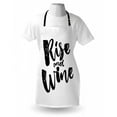 thumbnail image 4 of Funny Words Apron, Rise and Wine Brush Calligraphy Words Humorous Saying Drink Motivation Fun, Unisex Kitchen Bib with Adjustable Neck for Cooking Gardening, Adult Size, Black and White, by Ambesonne, 4 of 4
