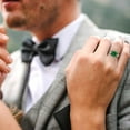 thumbnail image 5 of Clara Pucci 14K Yellow Gold 3.39 Simulated Emerald Engraveable Engagement Ring + Wedding Band Set, 5 of 7