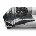thumbnail image 3 of Nature Soft Flannel Fleece Blanket, Nature Theme Landscape with Trees Birds Cloudy Sky and the River Idyllic Scenic, Cozy Plush for Indoor and Outdoor Use, 60" x 80", Black and Grey, by Ambesonne, 3 of 6